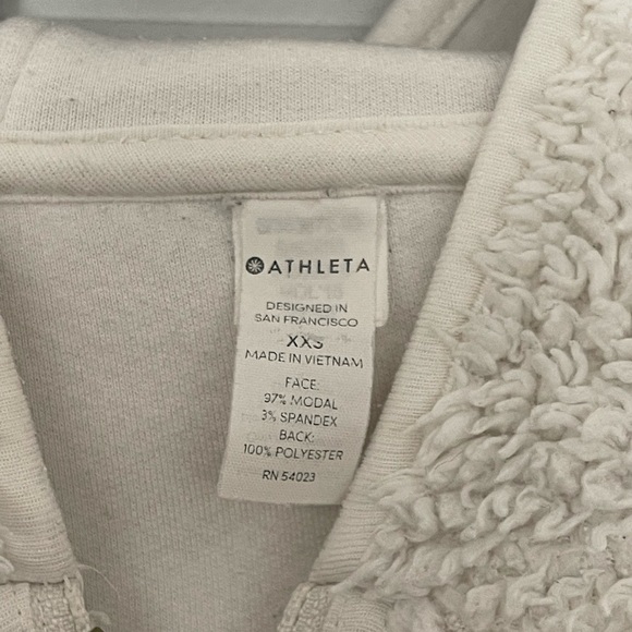 ATHLETA Women’s XXS Cozy Sherpa Reversible Cream Full Zip Jacket Hoodie - Picture 4 of 7